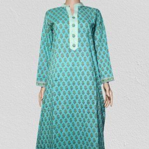 Screen printed cotton readymade dress set